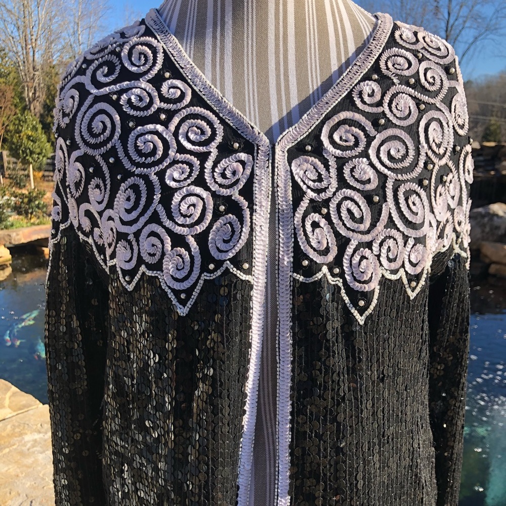 All Silk Sequin Jacket - Size Large - image 1